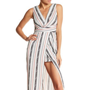 NWT Whyte Eyelash Stripe Surplice Midi Romper
